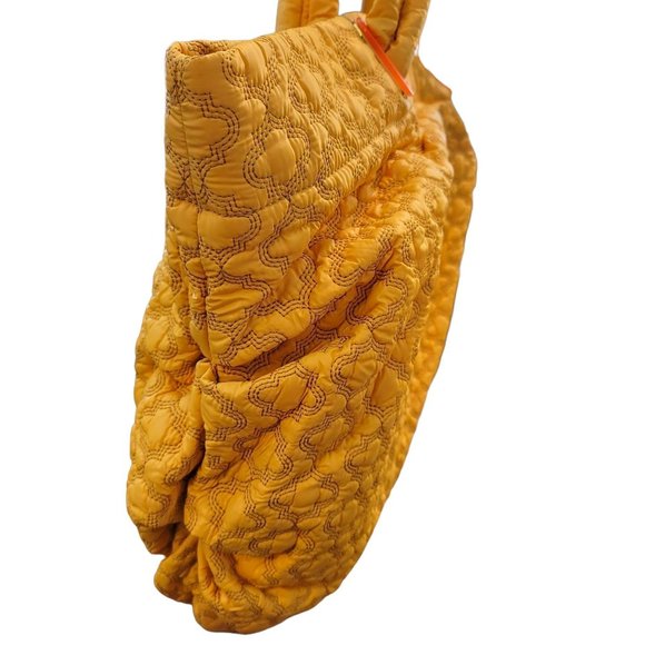 ORYANY Yellow Quilted Fabric Tote Handbag with Leather Accents DH554 - Picture 11 of 14